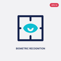 two color biometric recognition vector icon from cyber concept. isolated blue biometric recognition vector sign symbol can be use for web, mobile and logo. eps 10