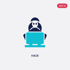 two color hack vector icon from cyber concept. isolated blue hack vector sign symbol can be use for web, mobile and logo. eps 10