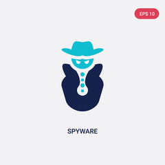 two color spyware vector icon from cyber concept. isolated blue spyware vector sign symbol can be use for web, mobile and logo. eps 10
