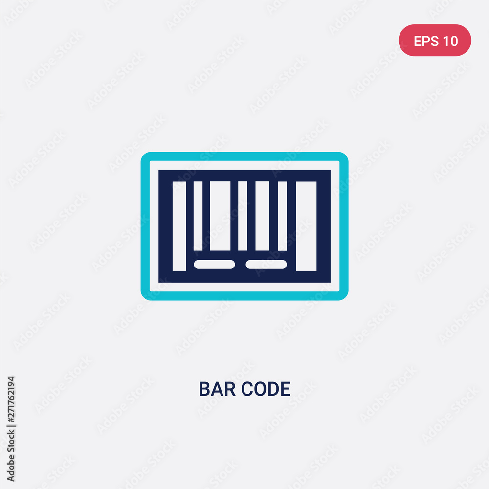 Poster two color bar code vector icon from delivery and logistics concept. isolated blue bar code vector si