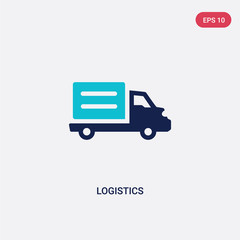 two color logistics vector icon from delivery and logistic concept. isolated blue logistics vector sign symbol can be use for web, mobile and logo. eps 10