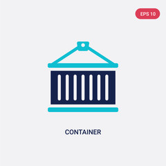 two color container vector icon from delivery and logistic concept. isolated blue container vector sign symbol can be use for web, mobile and logo. eps 10