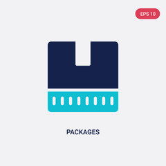 two color packages vector icon from delivery and logistics concept. isolated blue packages vector sign symbol can be use for web, mobile and logo. eps 10
