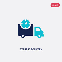 two color express delivery vector icon from delivery and logistics concept. isolated blue express delivery vector sign symbol can be use for web, mobile and logo. eps 10