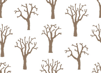 Seamless pattern with trees. isolated on white background