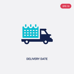 two color delivery date vector icon from delivery and logistics concept. isolated blue delivery date vector sign symbol can be use for web, mobile and logo. eps 10