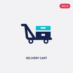 two color delivery cart vector icon from packing and delivery concept. isolated blue delivery cart vector sign symbol can be use for web, mobile and logo. eps 10