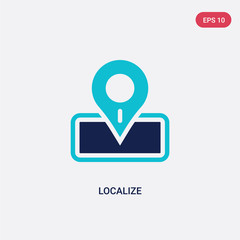 two color localize vector icon from packing and delivery concept. isolated blue localize vector sign symbol can be use for web, mobile and logo. eps 10