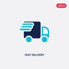 Fototapeta premium two color fast delivery vector icon from packing and delivery concept. isolated blue fast delivery vector sign symbol can be use for web, mobile and logo. eps 10