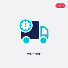 two color wait time vector icon from packing and delivery concept. isolated blue wait time vector sign symbol can be use for web, mobile and logo. eps 10