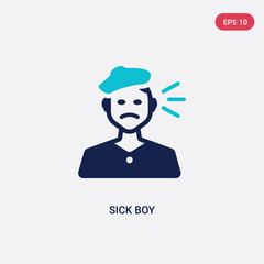 two color sick boy vector icon from dentist concept. isolated blue sick boy vector sign symbol can be use for web, mobile and logo. eps 10