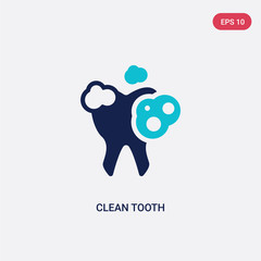 two color clean tooth vector icon from dentist concept. isolated blue clean tooth vector sign symbol can be use for web, mobile and logo. eps 10