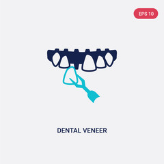 two color dental veneer vector icon from dentist concept. isolated blue dental veneer vector sign symbol can be use for web, mobile and logo. eps 10