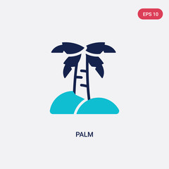 two color palm vector icon from desert concept. isolated blue palm vector sign symbol can be use for web, mobile and logo. eps 10