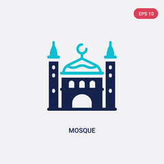 two color mosque vector icon from desert concept. isolated blue mosque vector sign symbol can be use for web, mobile and logo. eps 10