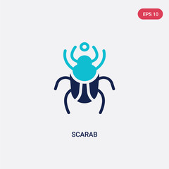 two color scarab vector icon from desert concept. isolated blue scarab vector sign symbol can be use for web, mobile and logo. eps 10