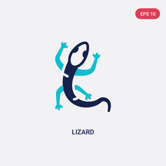 two color lizard vector icon from desert concept. isolated blue lizard vector sign symbol can be use for web, mobile and logo. eps 10