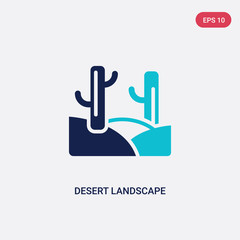 Fototapeta premium two color desert landscape vector icon from desert concept. isolated blue desert landscape vector sign symbol can be use for web, mobile and logo. eps 10