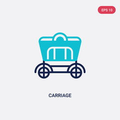 two color carriage vector icon from wild west concept. isolated blue carriage vector sign symbol can be use for web, mobile and logo. eps 10