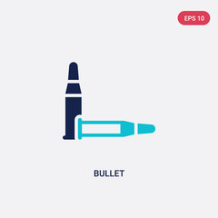 two color bullet vector icon from wild west concept. isolated blue bullet vector sign symbol can be use for web, mobile and logo. eps 10