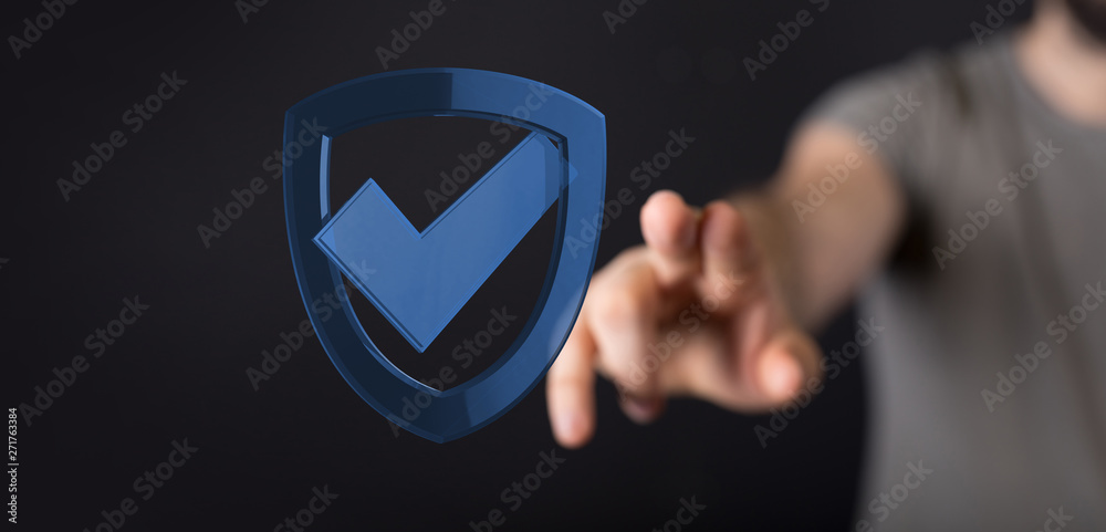 Wall mural security data code digital in hand