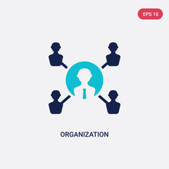 two color organization vector icon from digital economy concept. isolated blue organization vector sign symbol can be use for web, mobile and logo. eps 10