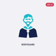 two color bodyguard vector icon from discotheque concept. isolated blue bodyguard vector sign symbol can be use for web, mobile and logo. eps 10