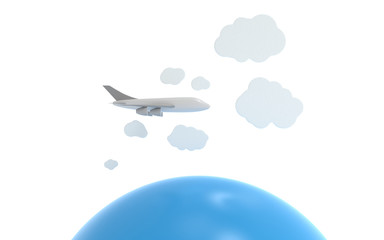 Flugzeug in den Wolken über Ozean