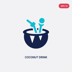 two color coconut drink vector icon from drinks concept. isolated blue coconut drink vector sign symbol can be use for web, mobile and logo. eps 10