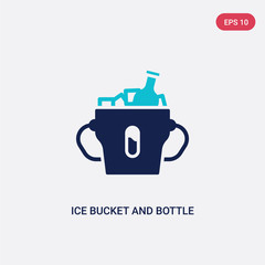 two color ice bucket and bottle vector icon from drinks concept. isolated blue ice bucket and bottle vector sign symbol can be use for web, mobile and logo. eps 10