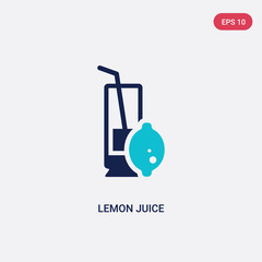 two color lemon juice vector icon from drinks concept. isolated blue lemon juice vector sign symbol can be use for web, mobile and logo. eps 10