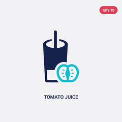 two color tomato juice vector icon from drinks concept. isolated blue tomato juice vector sign symbol can be use for web, mobile and logo. eps 10