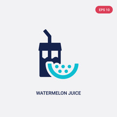 two color watermelon juice vector icon from drinks concept. isolated blue watermelon juice vector sign symbol can be use for web, mobile and logo. eps 10