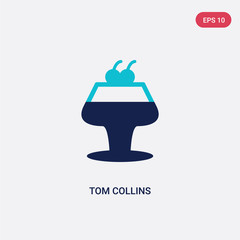 two color tom collins vector icon from drinks concept. isolated blue tom collins vector sign symbol can be use for web, mobile and logo. eps 10