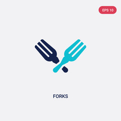 Fototapeta premium two color forks vector icon from alcohol concept. isolated blue forks vector sign symbol can be use for web, mobile and logo. eps 10