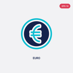 Obraz premium two color euro vector icon from e-commerce and payment concept. isolated blue euro vector sign symbol can be use for web, mobile and logo. eps 10
