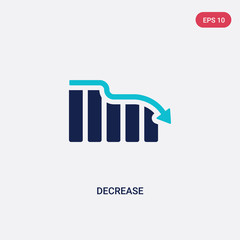 two color decrease vector icon from e-commerce and payment concept. isolated blue decrease vector sign symbol can be use for web, mobile and logo. eps 10