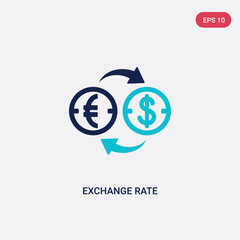 two color exchange rate vector icon from e-commerce and payment concept. isolated blue exchange rate vector sign symbol can be use for web, mobile and logo. eps 10