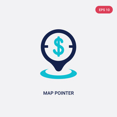 two color map pointer vector icon from e-commerce and payment concept. isolated blue map pointer vector sign symbol can be use for web, mobile and logo. eps 10