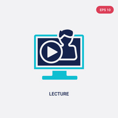 two color lecture vector icon from e-learning and education concept. isolated blue lecture vector sign symbol can be use for web, mobile and logo. eps 10