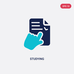 two color studying vector icon from e-learning and education concept. isolated blue studying vector sign symbol can be use for web, mobile and logo. eps 10