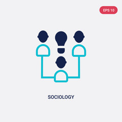 two color sociology vector icon from e-learning and education concept. isolated blue sociology vector sign symbol can be use for web, mobile and logo. eps 10