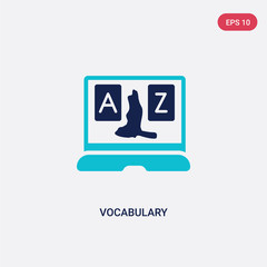 two color vocabulary vector icon from e-learning and education concept. isolated blue vocabulary vector sign symbol can be use for web, mobile and logo. eps 10