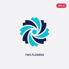 two color two flowers vector icon from ecology concept. isolated blue two flowers vector sign symbol can be use for web, mobile and logo. eps 10