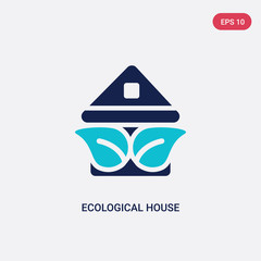 two color ecological house vector icon from ecology concept. isolated blue ecological house vector sign symbol can be use for web, mobile and logo. eps 10