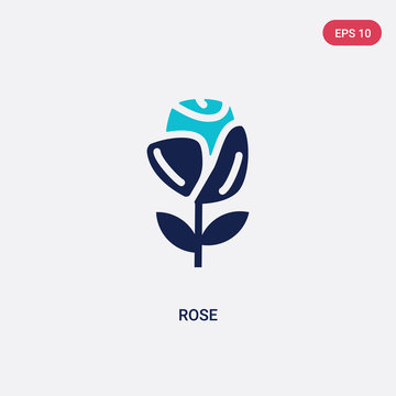 two color rose vector icon from ecology concept. isolated blue rose vector sign symbol can be use for web, mobile and logo. eps 10