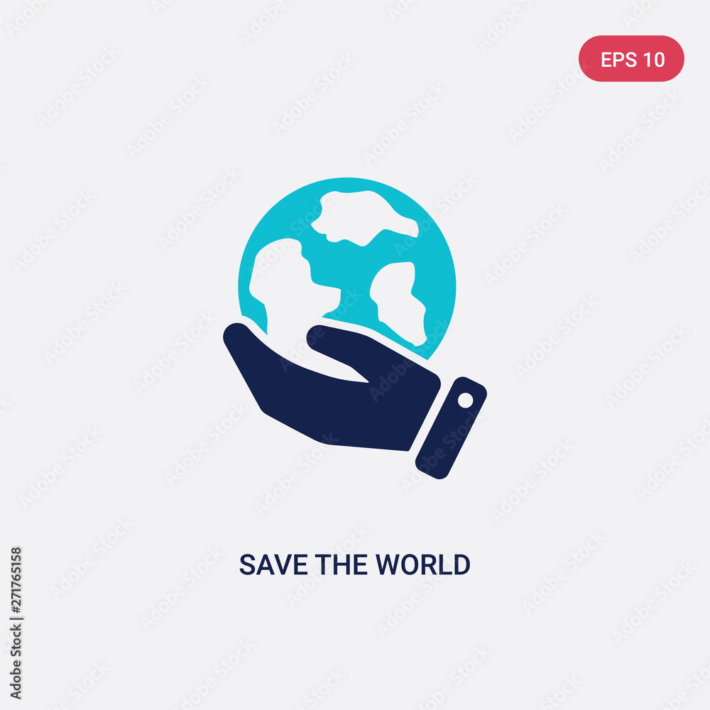 Wall mural two color save the world vector icon from ecology concept. isolated blue save the world vector sign 