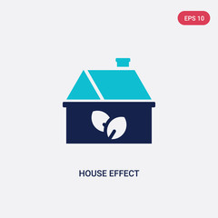 two color house effect vector icon from ecology concept. isolated blue house effect vector sign symbol can be use for web, mobile and logo. eps 10