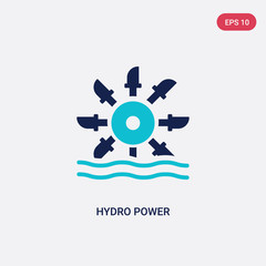 two color hydro power vector icon from ecology concept. isolated blue hydro power vector sign symbol can be use for web, mobile and logo. eps 10