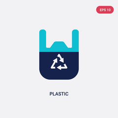 two color plastic vector icon from ecology concept. isolated blue plastic vector sign symbol can be use for web, mobile and logo. eps 10